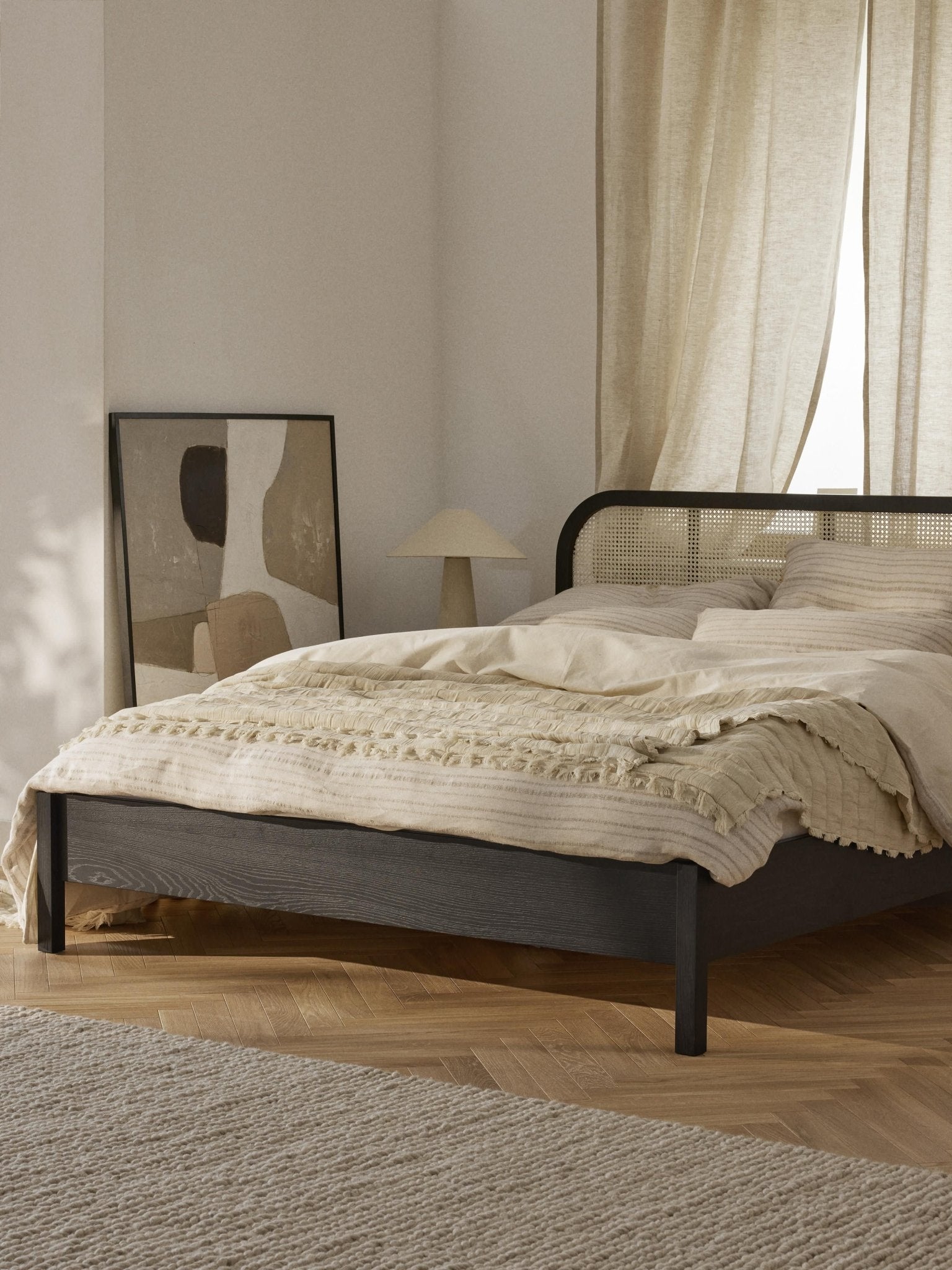 Jones Modern Ahşap Karyola Viyana Hasırı Başlıklı 140x200 cm - Velotti