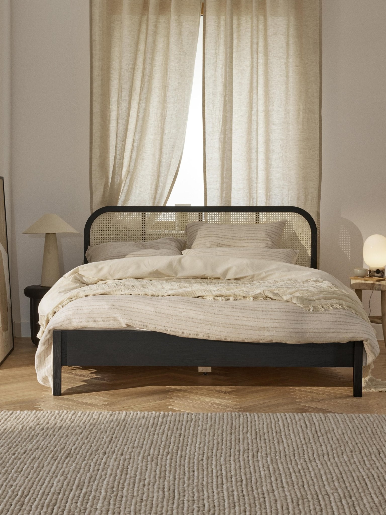 Jones Modern Ahşap Karyola Viyana Hasırı Başlıklı 140x200 cm - Velotti