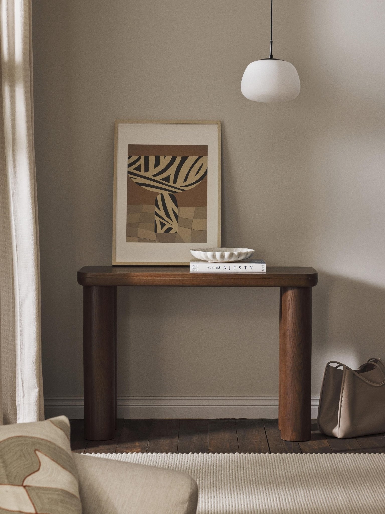 Kalia Masif Meşe Konsol Masası 110 cm Modern Brutalist Tasarım - Velotti