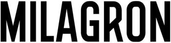 Kalın, büyük harflerle 'milagron' siyah logosu.