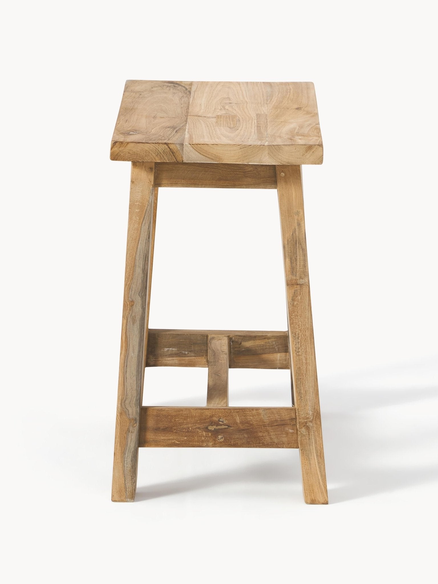 Lawas Geri Dönüştürülmüş Teak Ahşap Tabure 50cm - Velotti