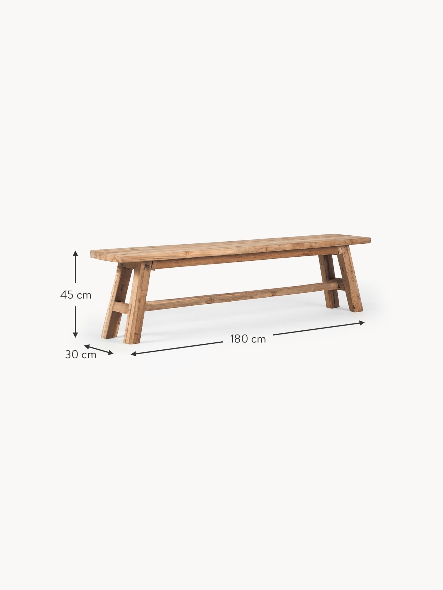 Lawas Masif Geri Dönüştürülmüş Teak Ağacı Bank 180 cm - Velotti