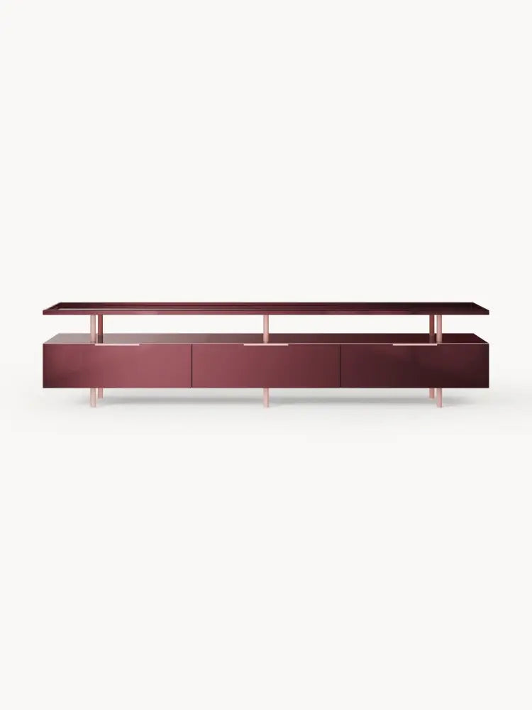 Lennie Yüksek Parlaklıkta Modern TV Ünitesi 200 cm Şarap Kırmızısı - Velotti