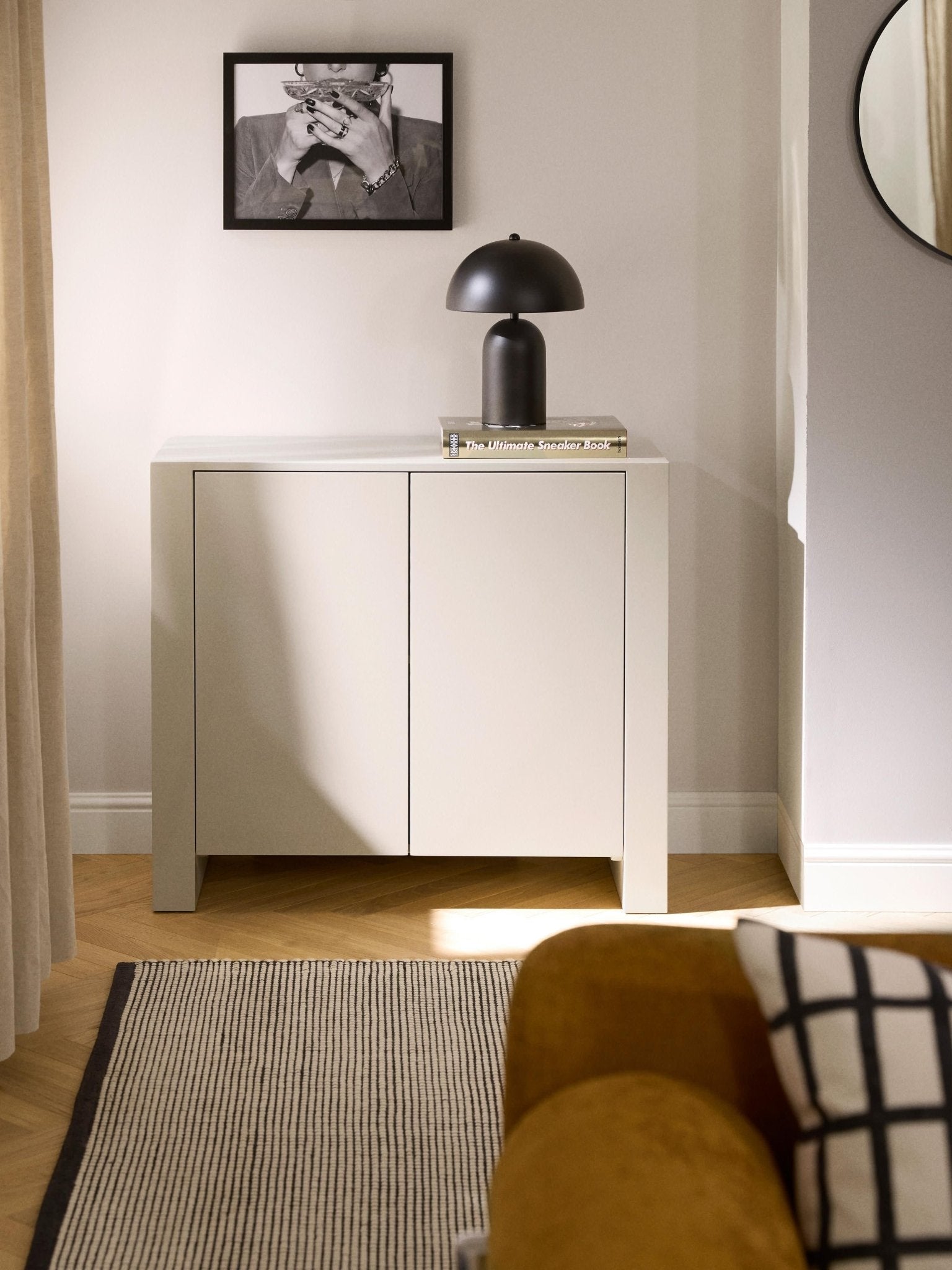 Liv Modern Minimalist Dressoir, Parlak Bej 90 cm - Velotti