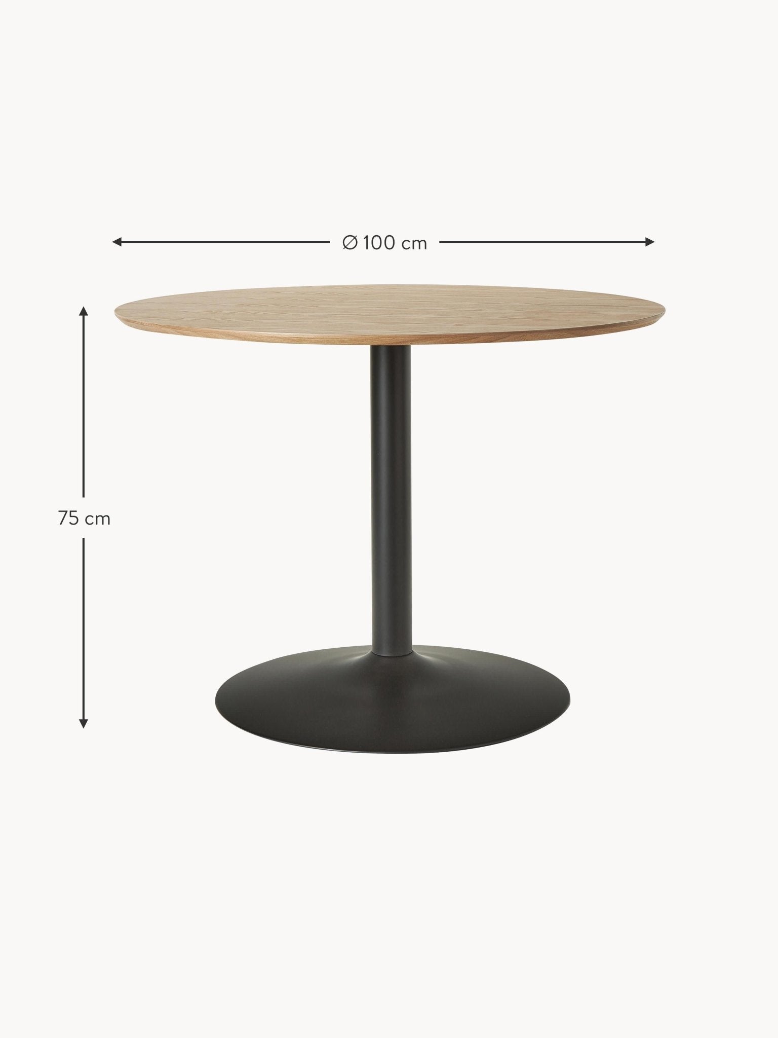 Menorca Yuvarlak Yemek Masası, Modern Tasarım, 100 cm Çapında - Velotti