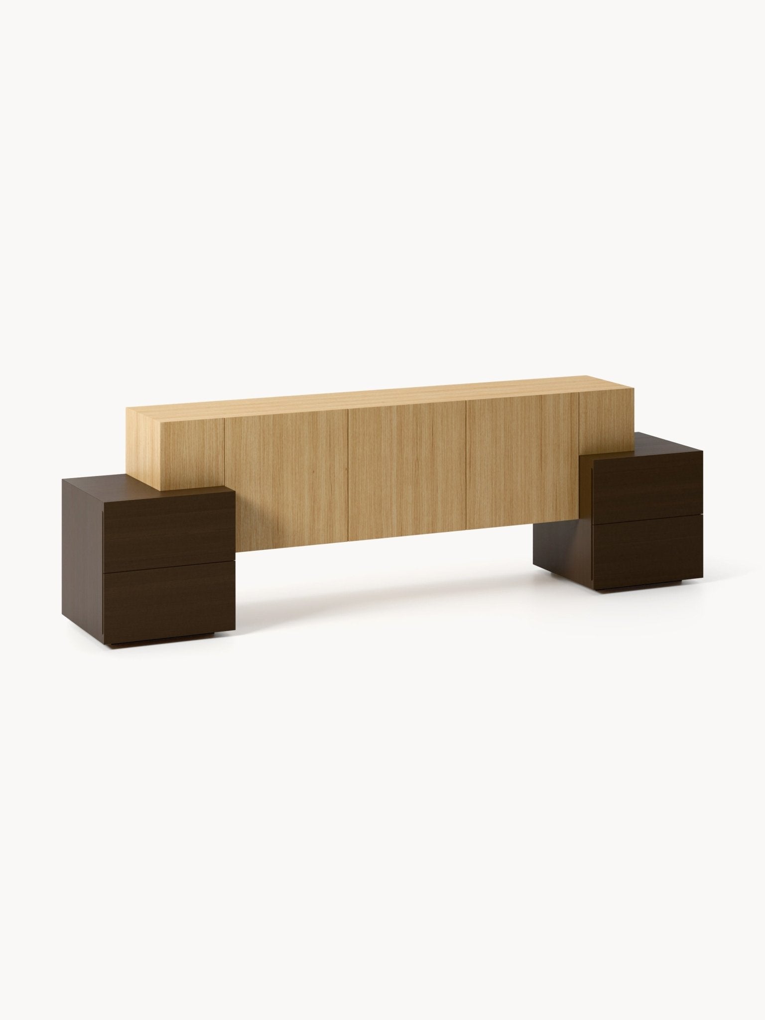 Pino Ahşap Büfe 225 cm Modern Tasarım Koyu ve Açık Ahşap - Velotti