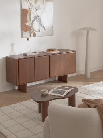 Chandler Masif Meşe Büfe Dört Bölmeli Modern Tasarım 165 cm