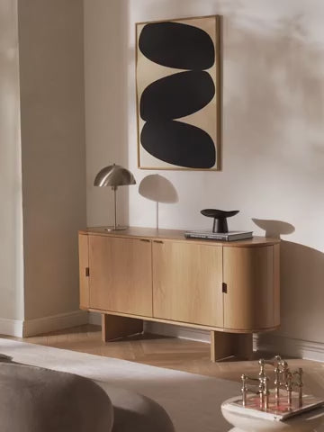 Zumi Ahşap Dressoir Yuvarlak Köşeli Modern Büfe 160 cm