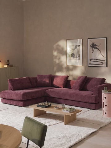 Tribeca Modern Lüks Köşe Koltuk 274 cm Aubergine.