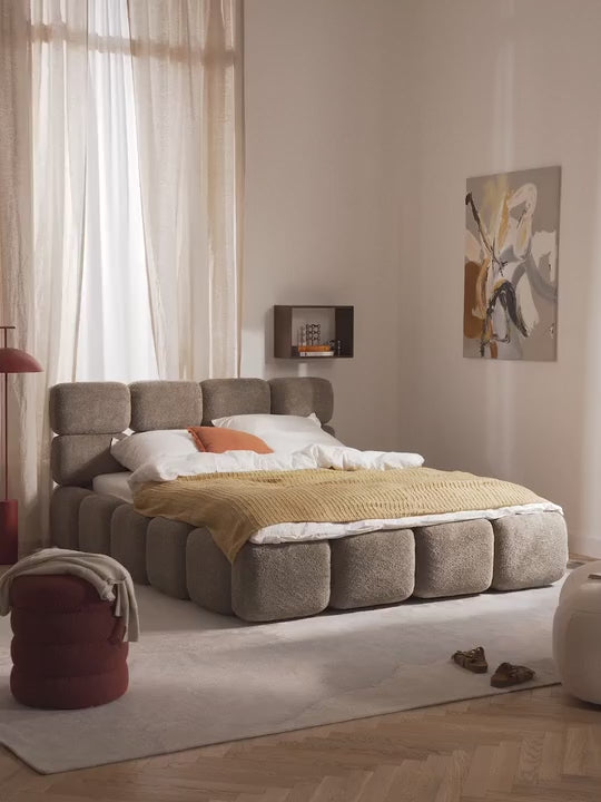 Tayla Teddy Bukle Kumaş Kaplamalı Depolu Yatak 140x200cm