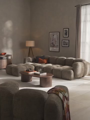Tayla Modüler 4 Kişilik Teddy Buklet Köşe Koltuk ve Puf.