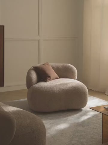Alba Organik Formlu Teddy Bouclé Lounge Koltuk Bej