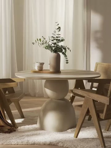 Sahra Organik Tasarımlı Yuvarlak Yemek Masası 116 cm.