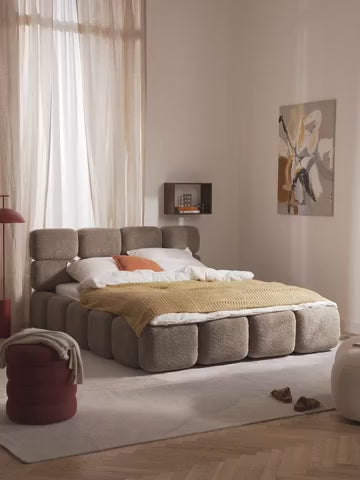 Tayla Teddy Bukle Kumaş Kaplamalı Depolu Yatak 140x200cm