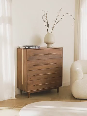 Paul Masif Mango Ağacı Şifonyer 4 Çekmeceli Modern Tasarım