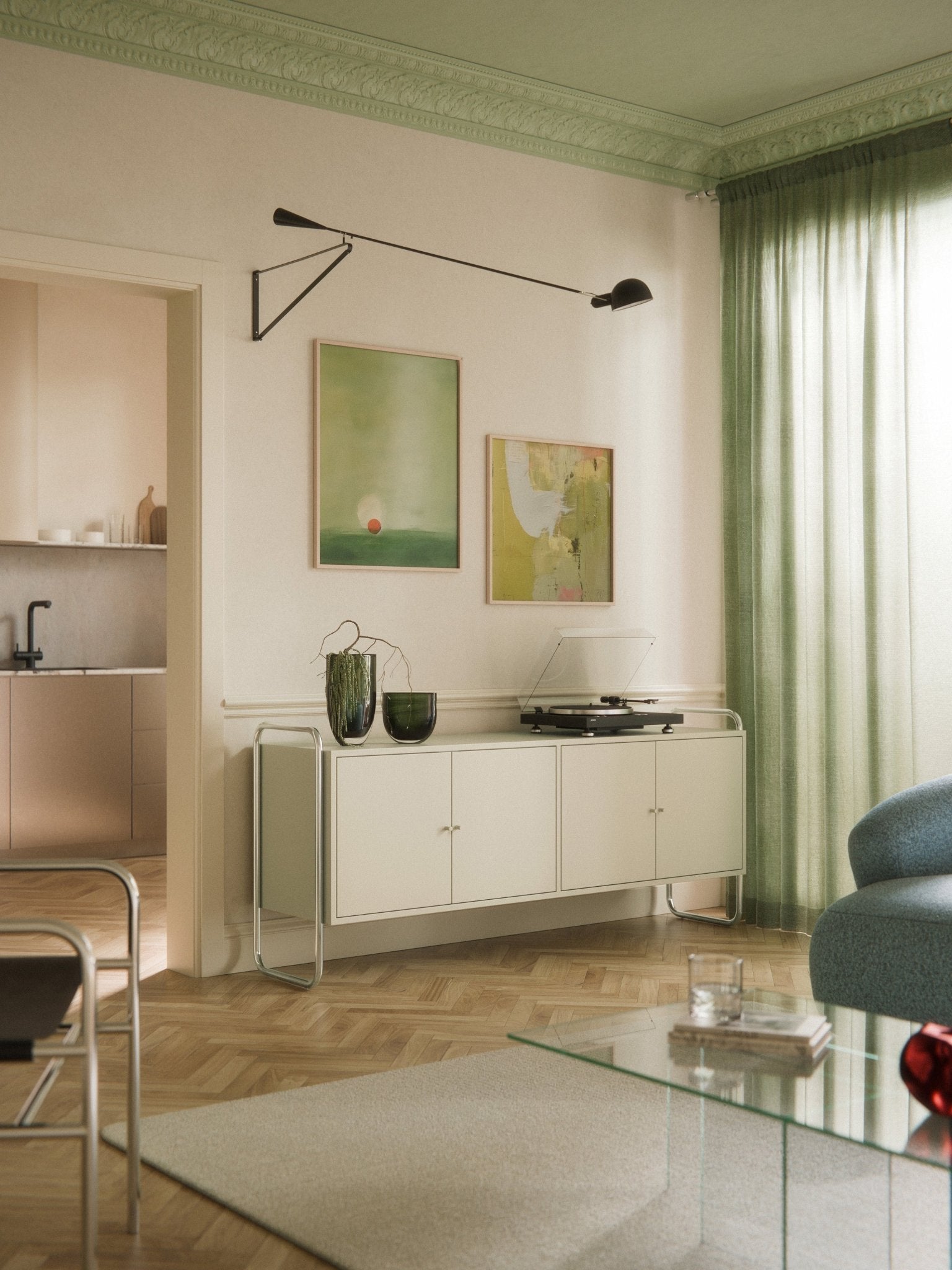 Robyn Metal Dressoir 180 cm Endüstriyel Tasarım Modern Konsol - Velotti