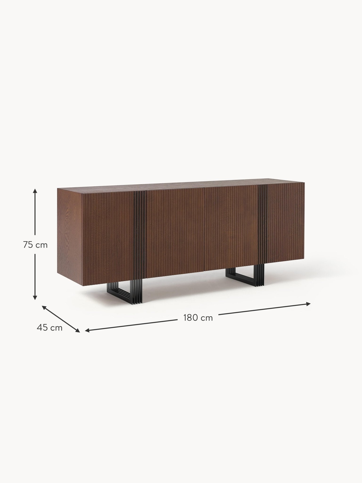 Ross Ahşap Dressoir 180cm Koyu Meşe Kaplama Modern Konsol - Velotti