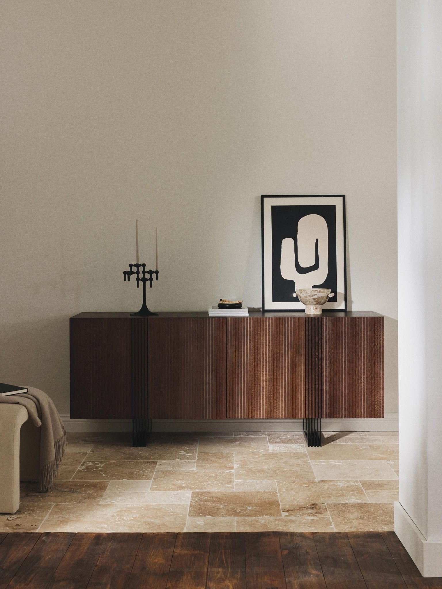 Ross Ahşap Dressoir 180cm Koyu Meşe Kaplama Modern Konsol - Velotti