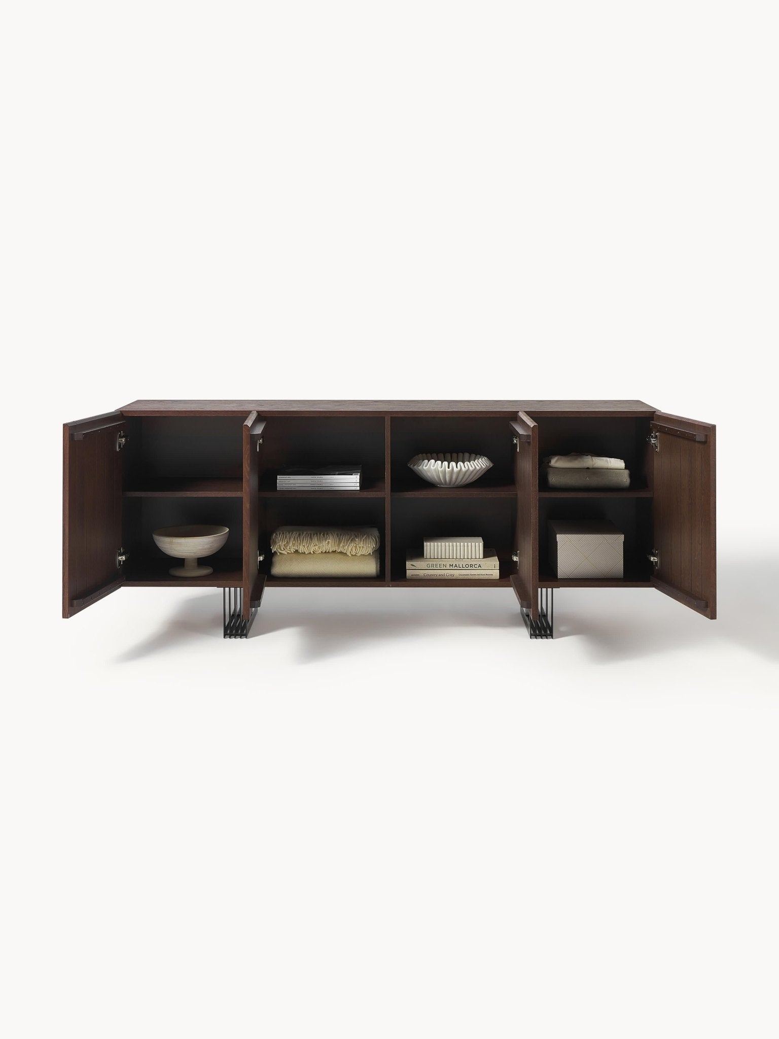 Ross Ahşap Dressoir 180cm Koyu Meşe Kaplama Modern Konsol - Velotti