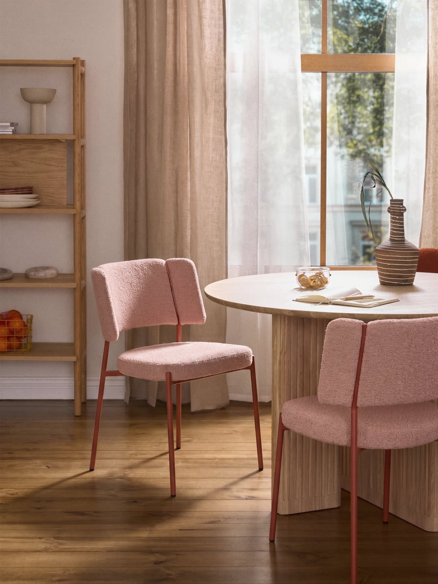 Samantha Bouclé Yemek Sandalyesi 2'li Set - Velotti