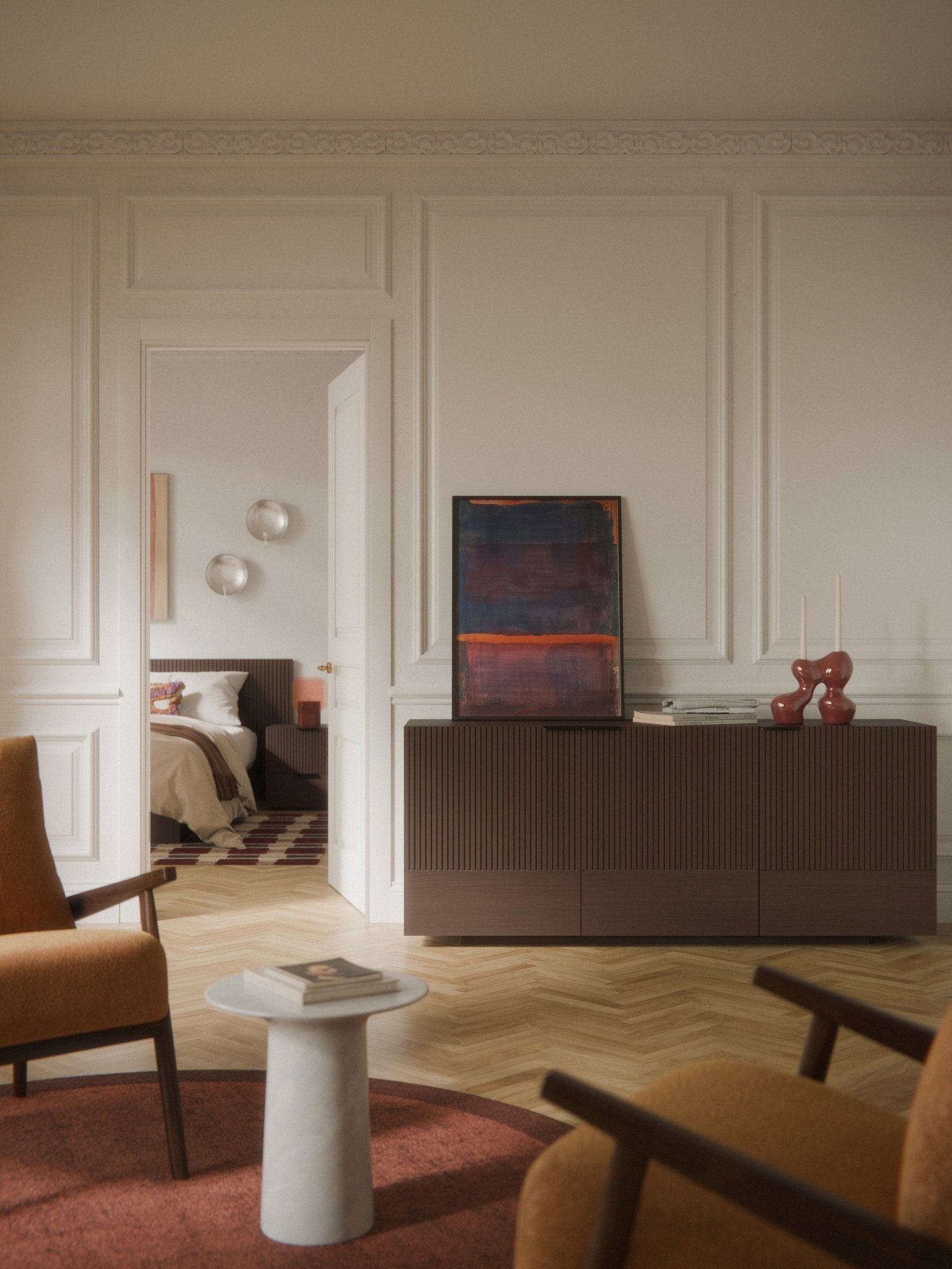 Sato Ahşap Konsol, Modern Minimalist Tasarım ve Doğal Meşe Doku - Velotti