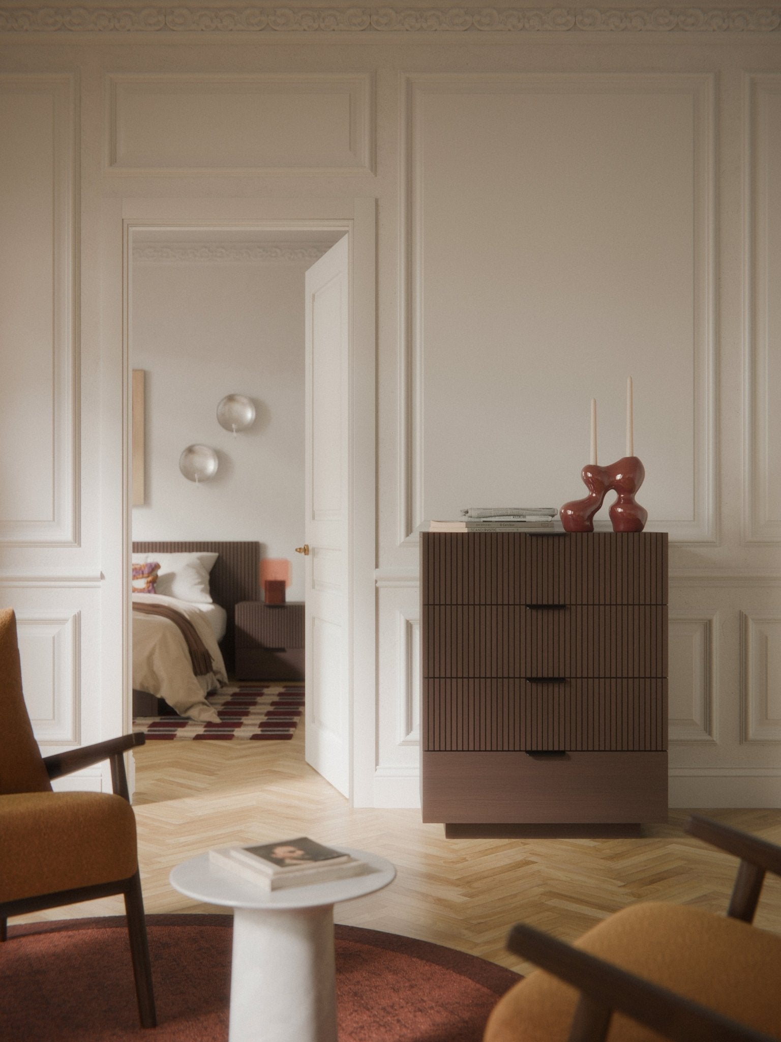 Sato Lüks Ahşap Şifonyer 4 Çekmeceli Minimalist Tasarım - Velotti