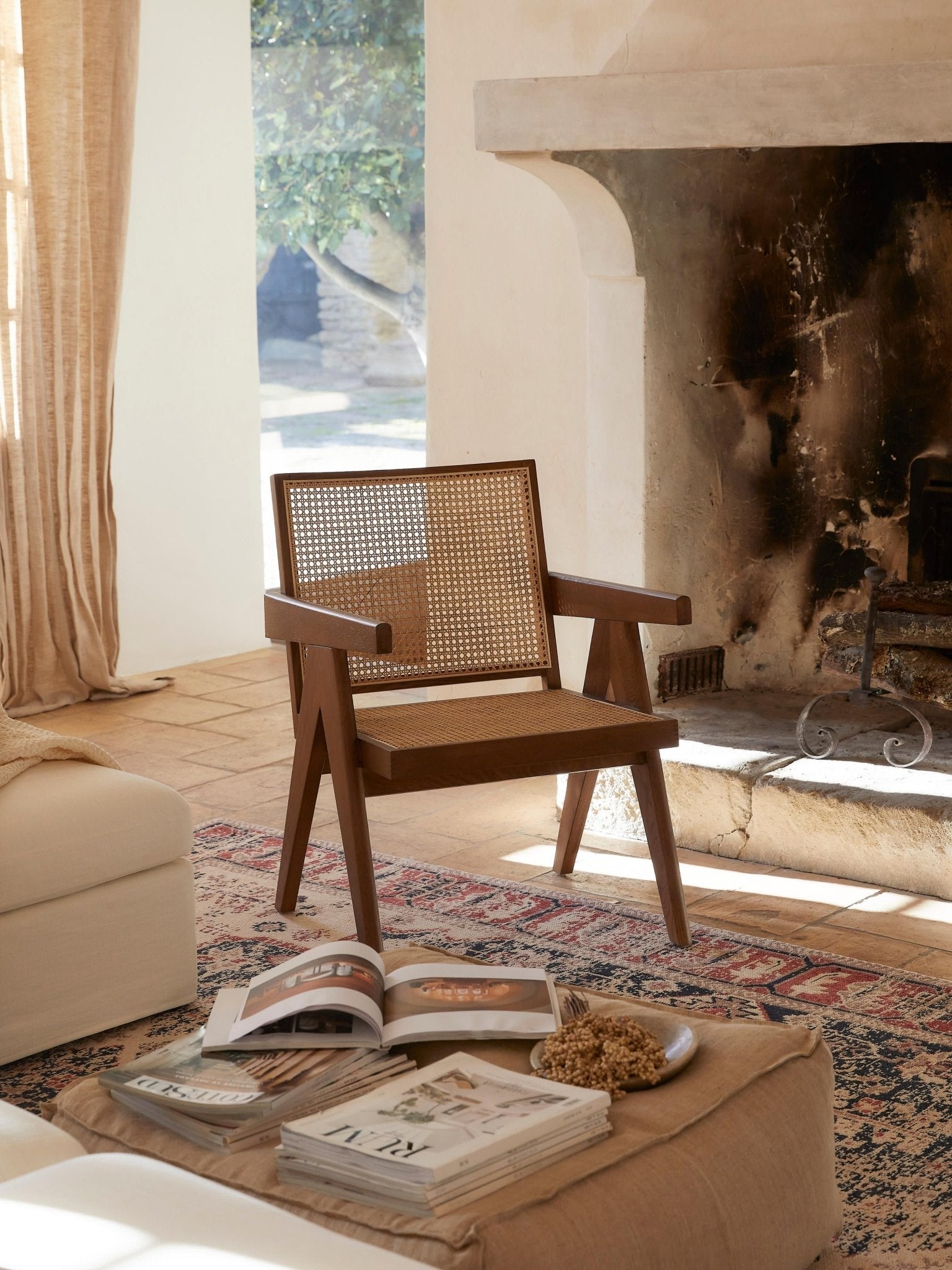 Sissi Masif Meşe ve Rattan Lounge Koltuk - Velotti
