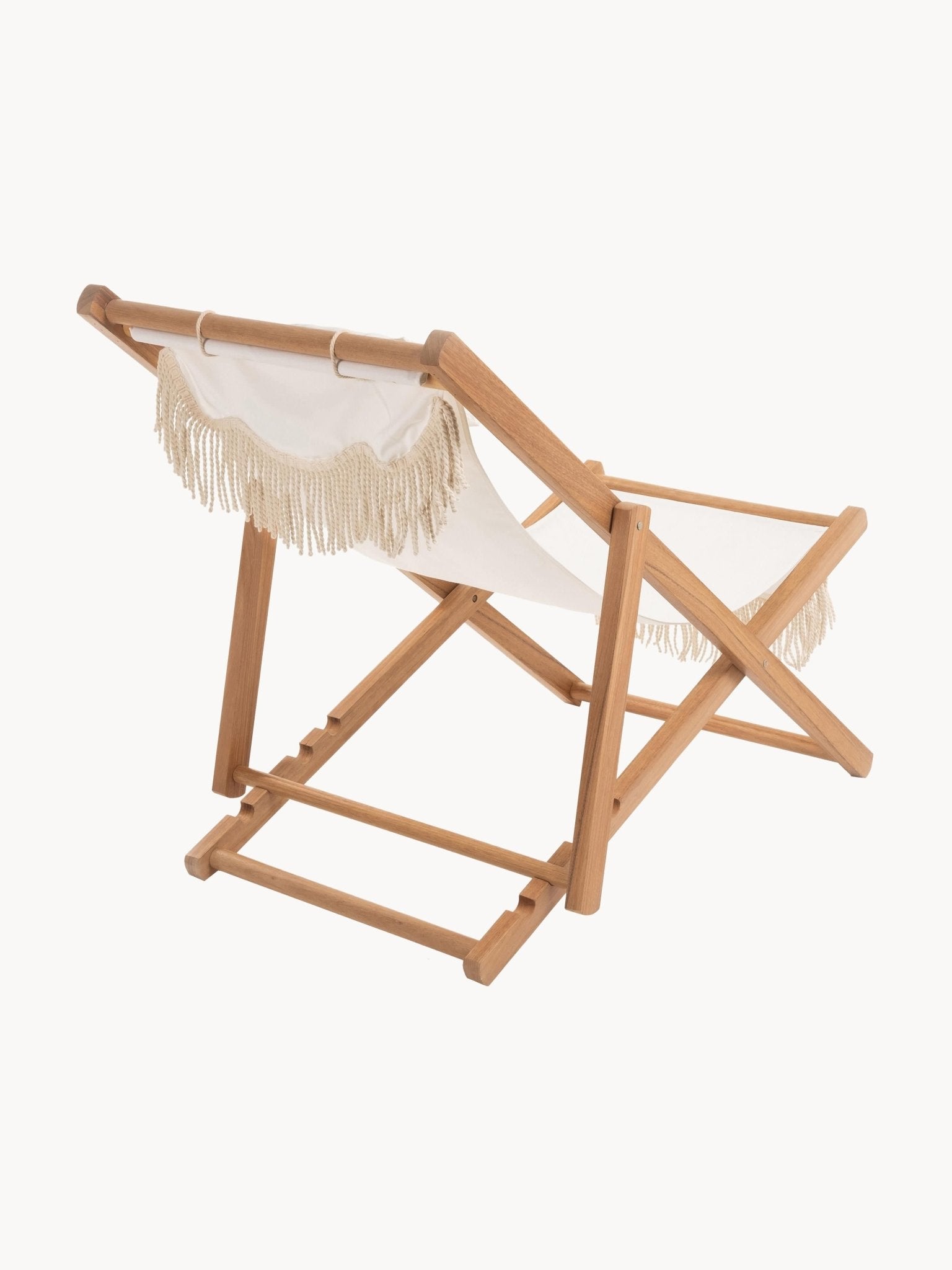 Sling Püsküllü Katlanır Ahşap Şezlong - Velotti