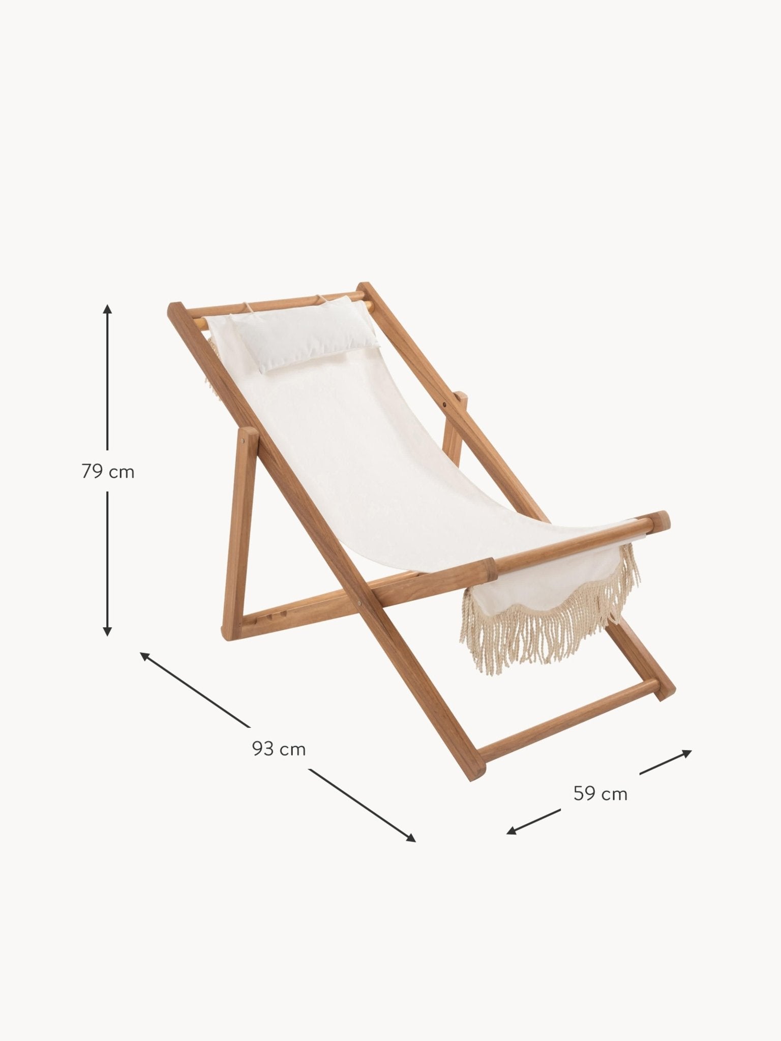 Sling Püsküllü Katlanır Ahşap Şezlong - Velotti