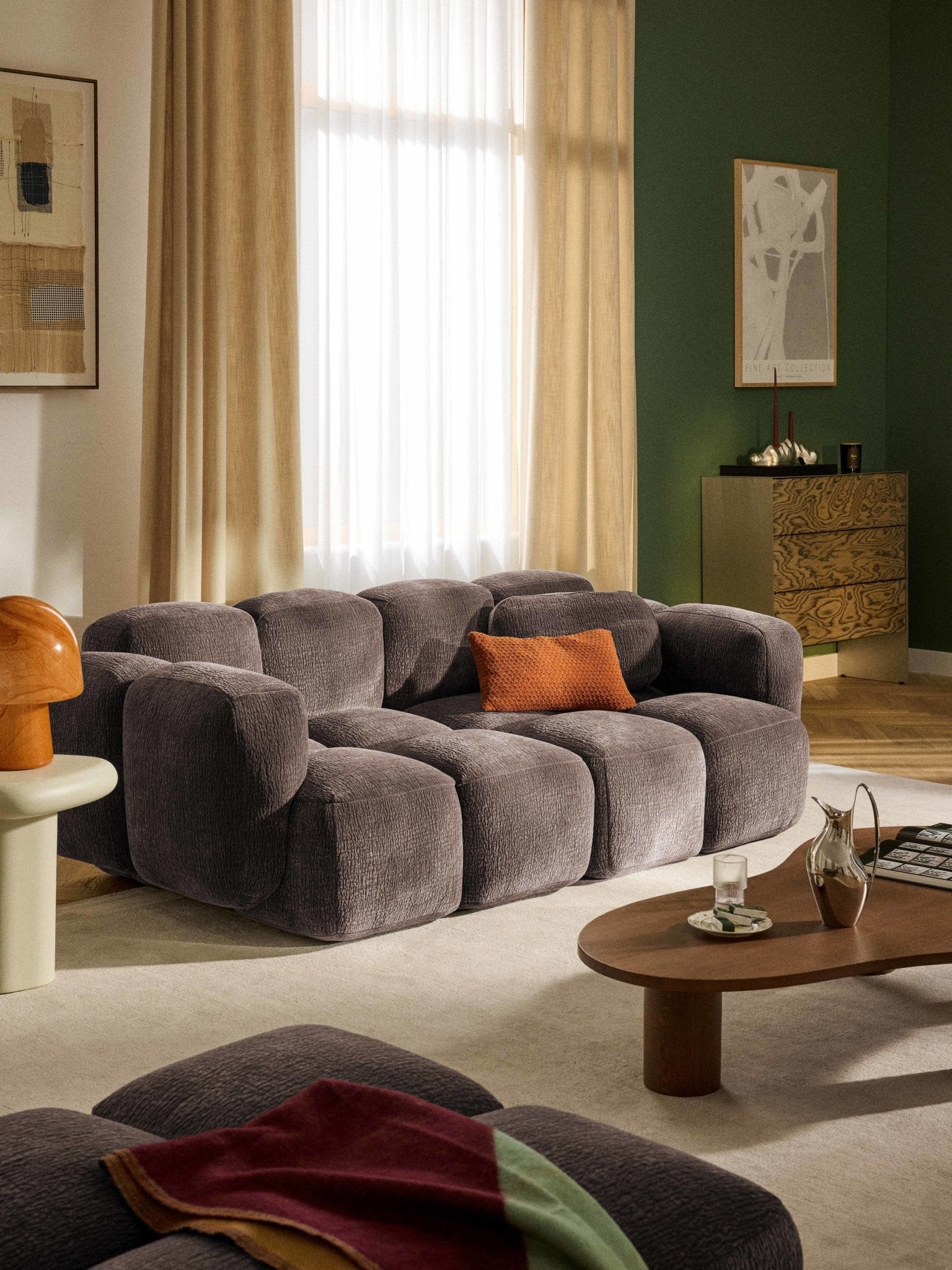 Tayla Modüler 3 Kişilik Kanepe Modern Tasarım Taupe - Velotti