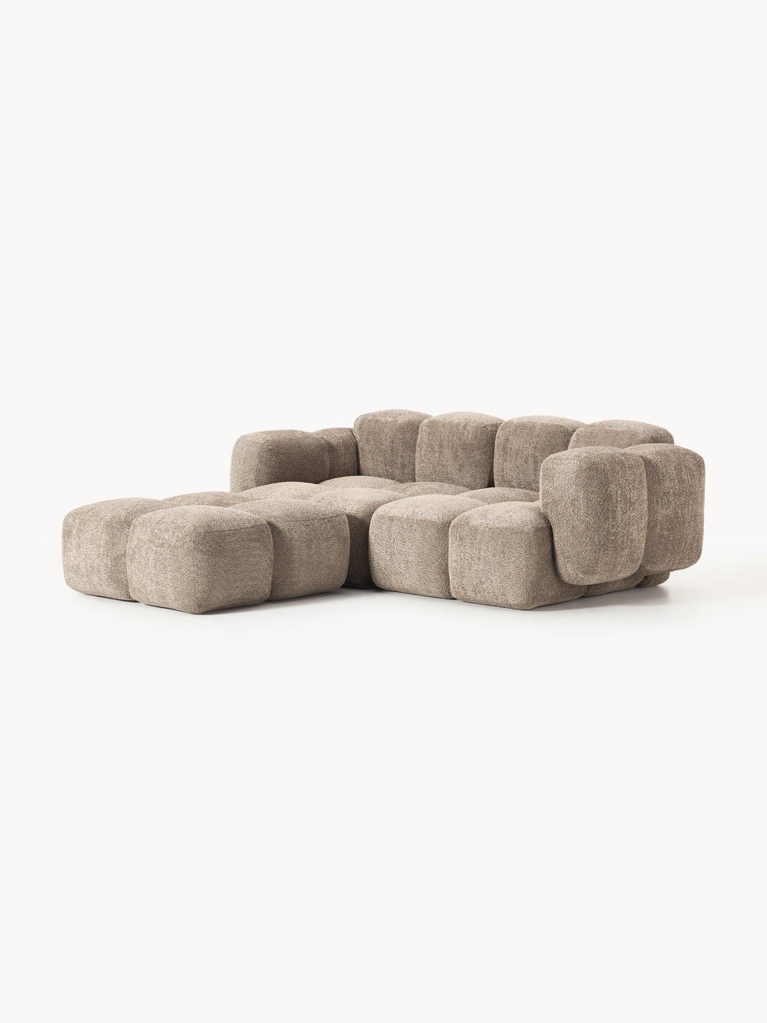 Tayla Modüler 3 Kişilik Kanepe ve Puf Teddy Bouclé - Velotti
