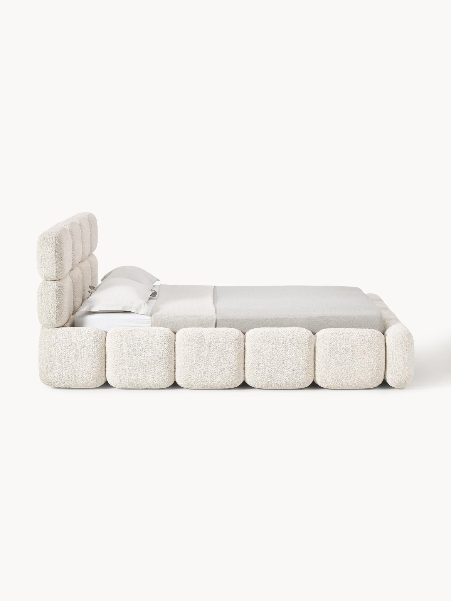 Tayla Teddy Bouclé Depolamalı Karyola 140x200 cm - Velotti