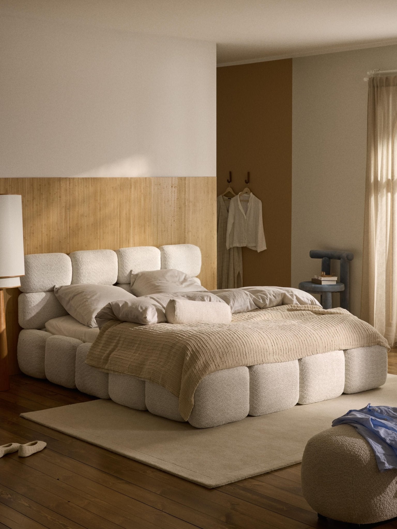 Tayla Teddy Bouclé Depolamalı Karyola 140x200 cm - Velotti