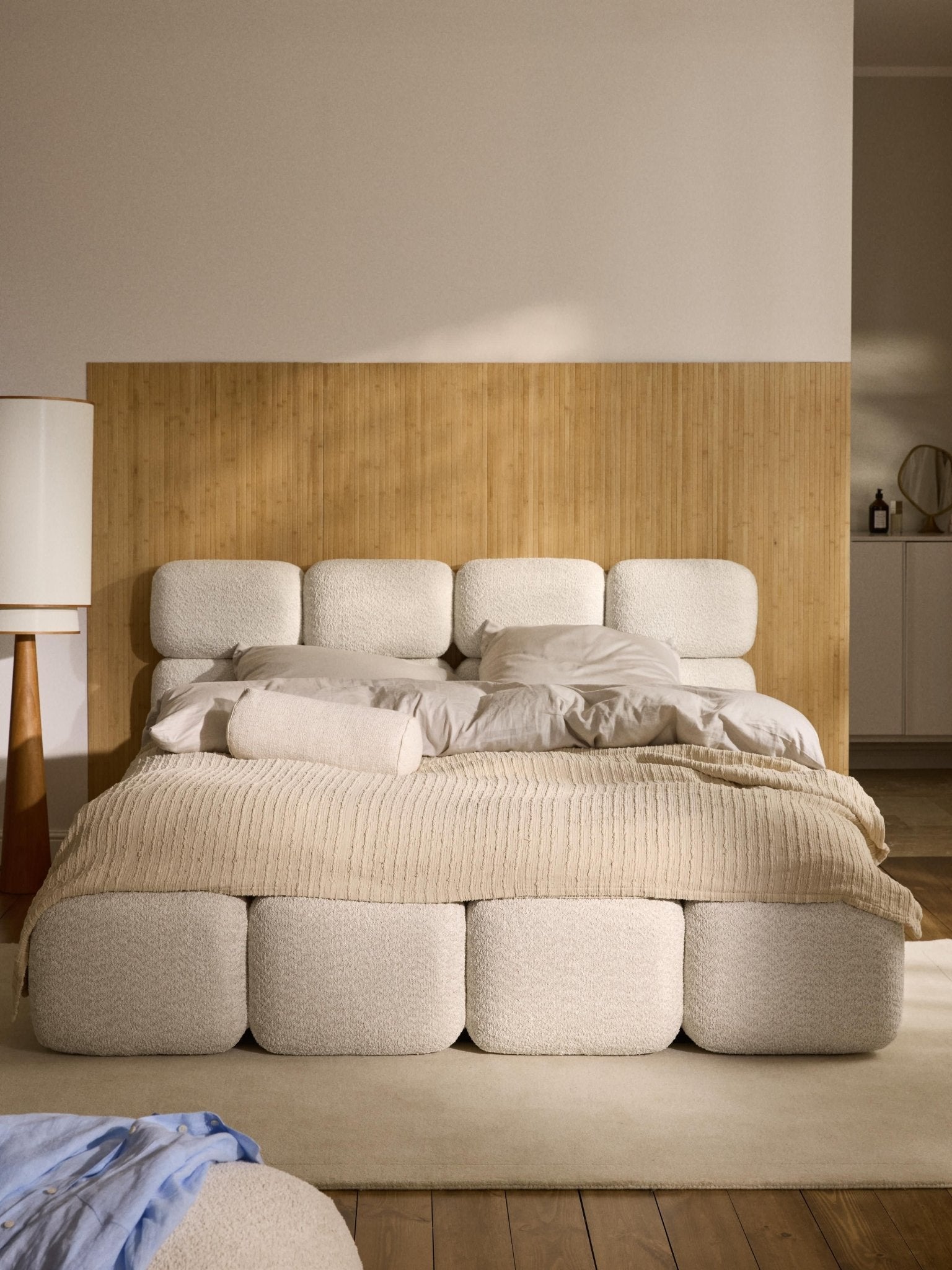 Tayla Teddy Bouclé Depolamalı Karyola 140x200 cm - Velotti