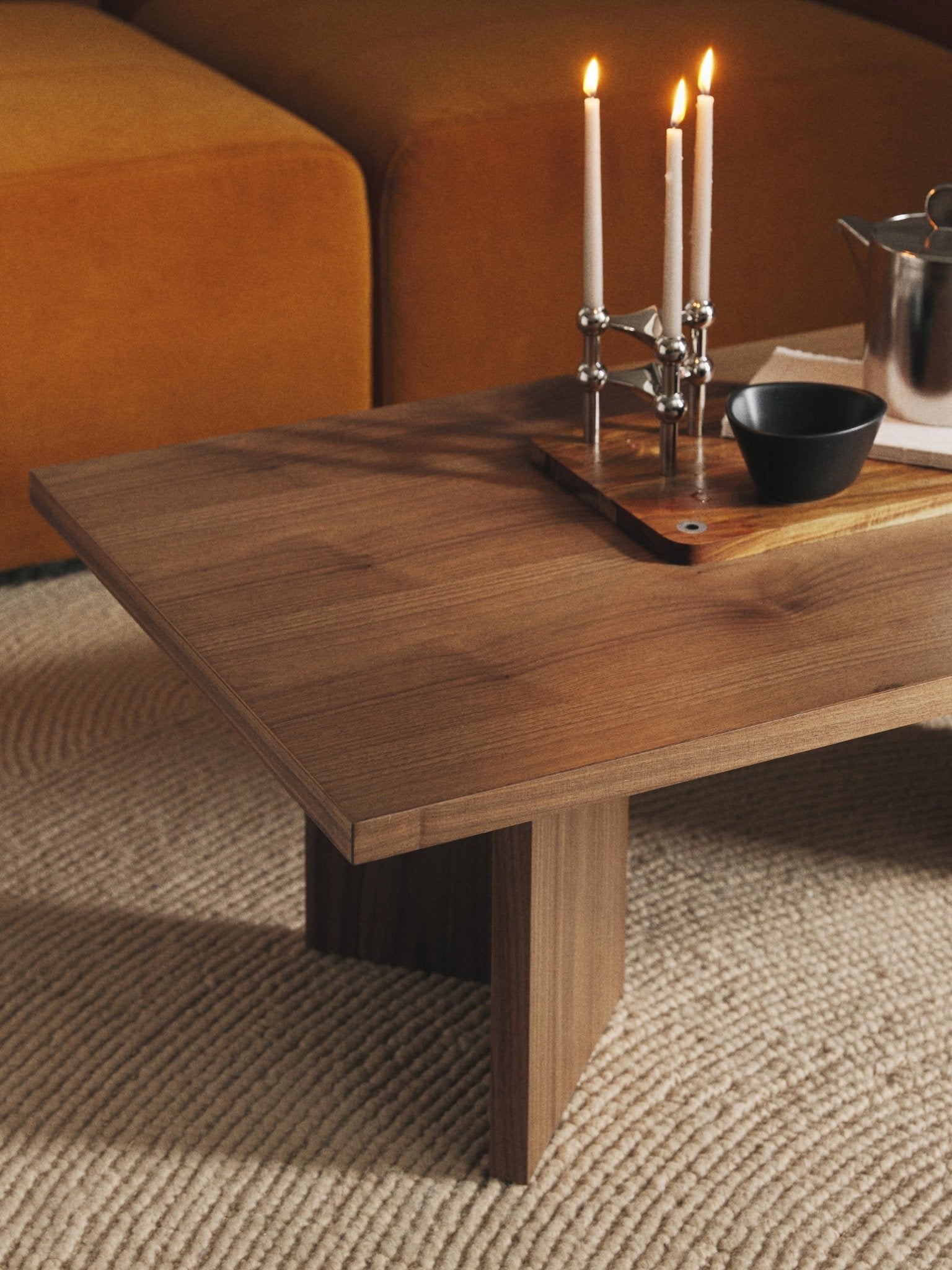 Toni Modern Ahşap Orta Sehpa Doğal Meşe Kaplama 100 cm - Velotti