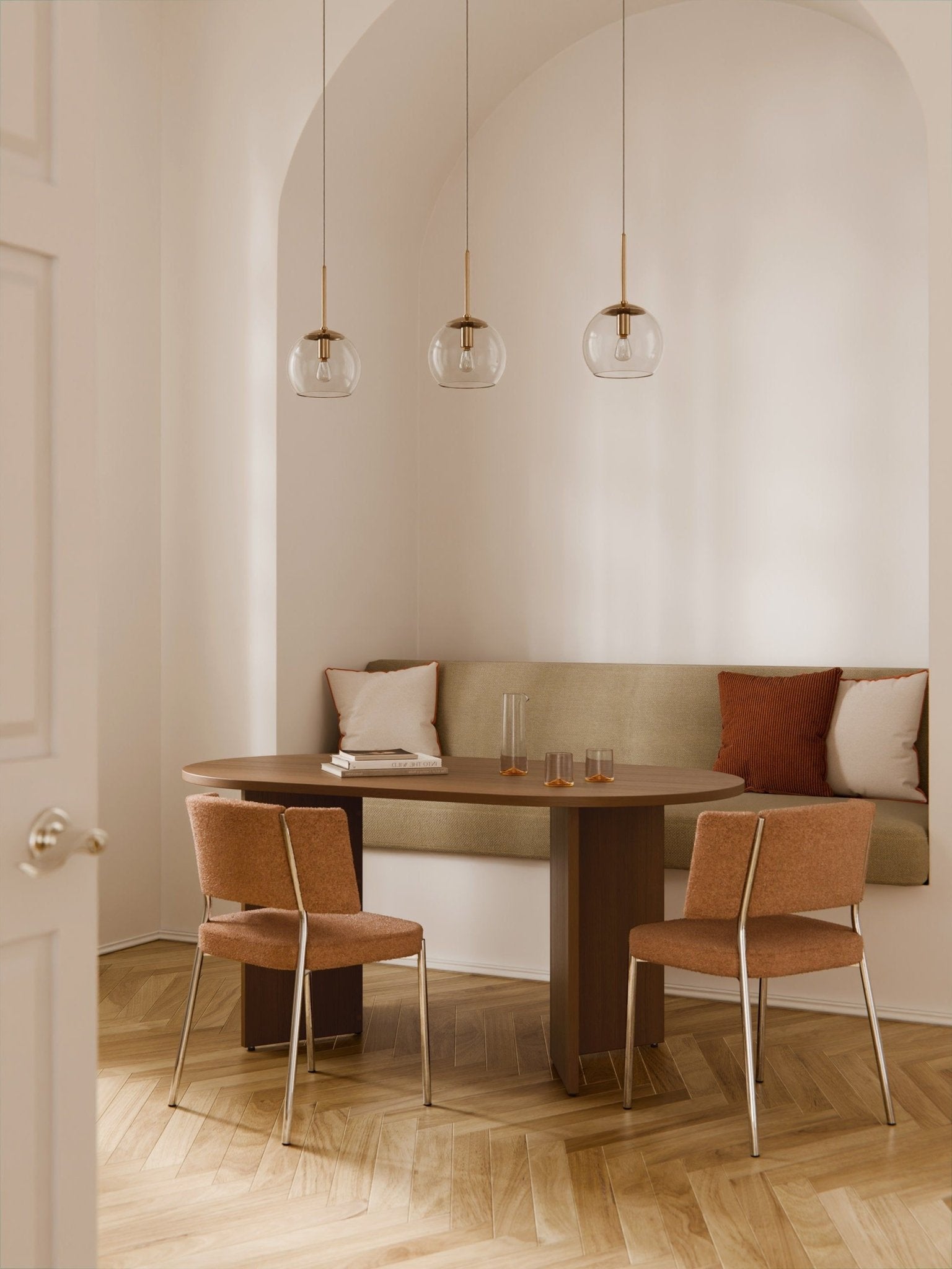 Toni Oval Ahşap Yemek Masası Geometrik Tasarım - Velotti