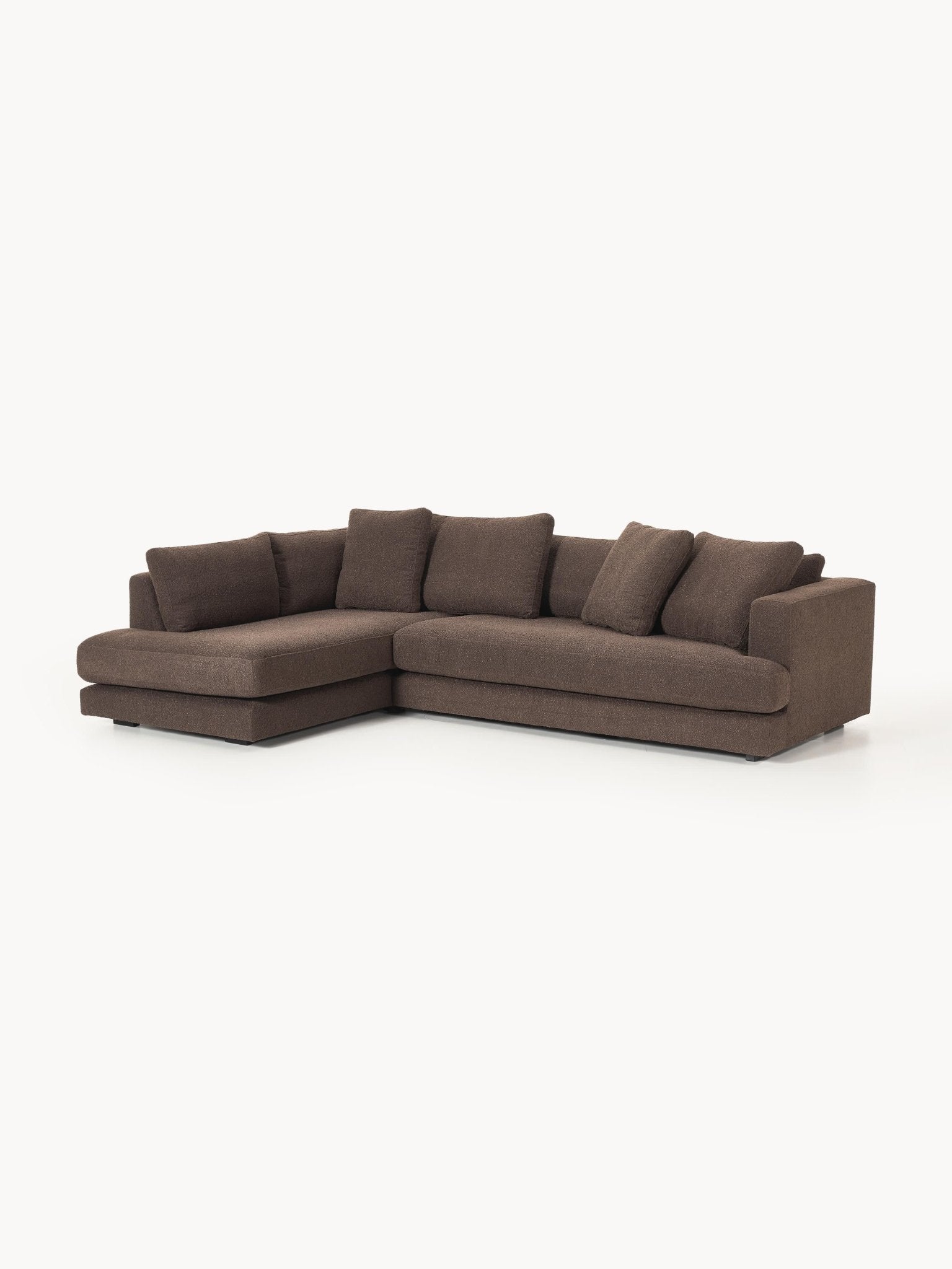 Tribeca Bouclé Köşe Koltuk Modern Tasarım Koyu Kahverengi 274cm - Velotti