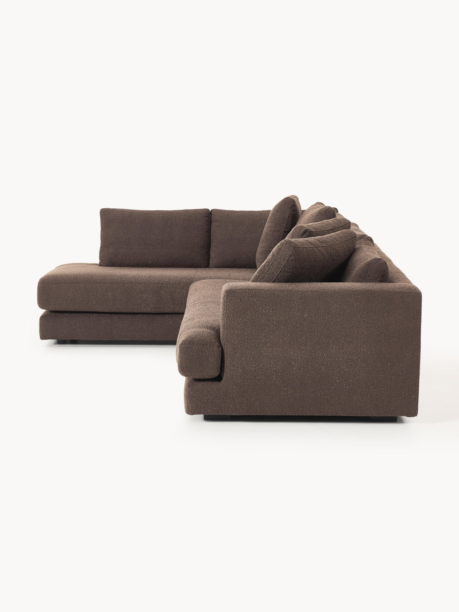 Tribeca Bouclé Köşe Koltuk Modern Tasarım Koyu Kahverengi 274cm - Velotti