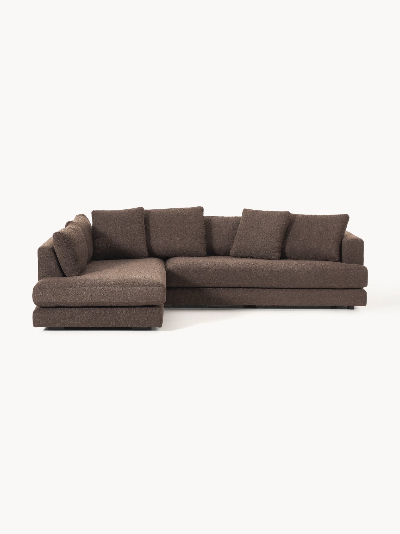 Tribeca Bouclé Köşe Koltuk Modern Tasarım Koyu Kahverengi 274cm - Velotti