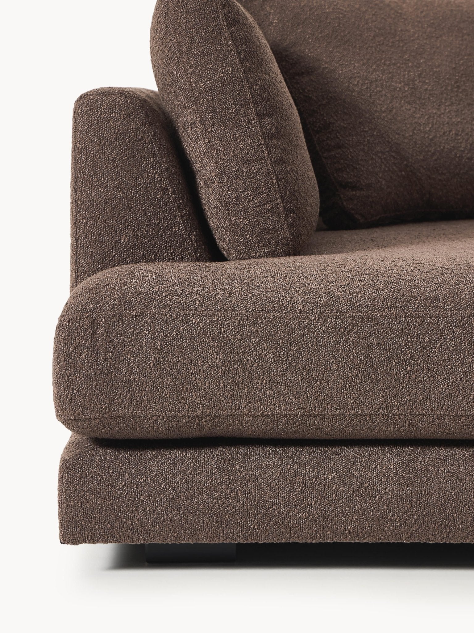 Tribeca Bouclé Köşe Koltuk Modern Tasarım Koyu Kahverengi 274cm - Velotti