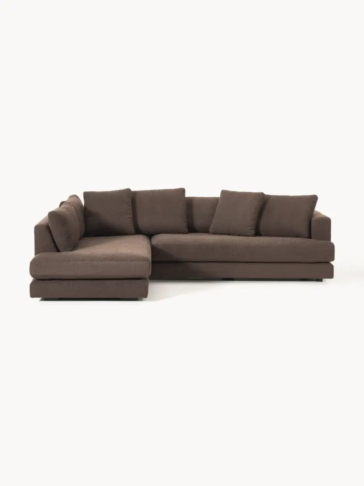 Tribeca Bouclé Köşe Koltuk Modern Tasarım Koyu Kahverengi 274cm - Velotti