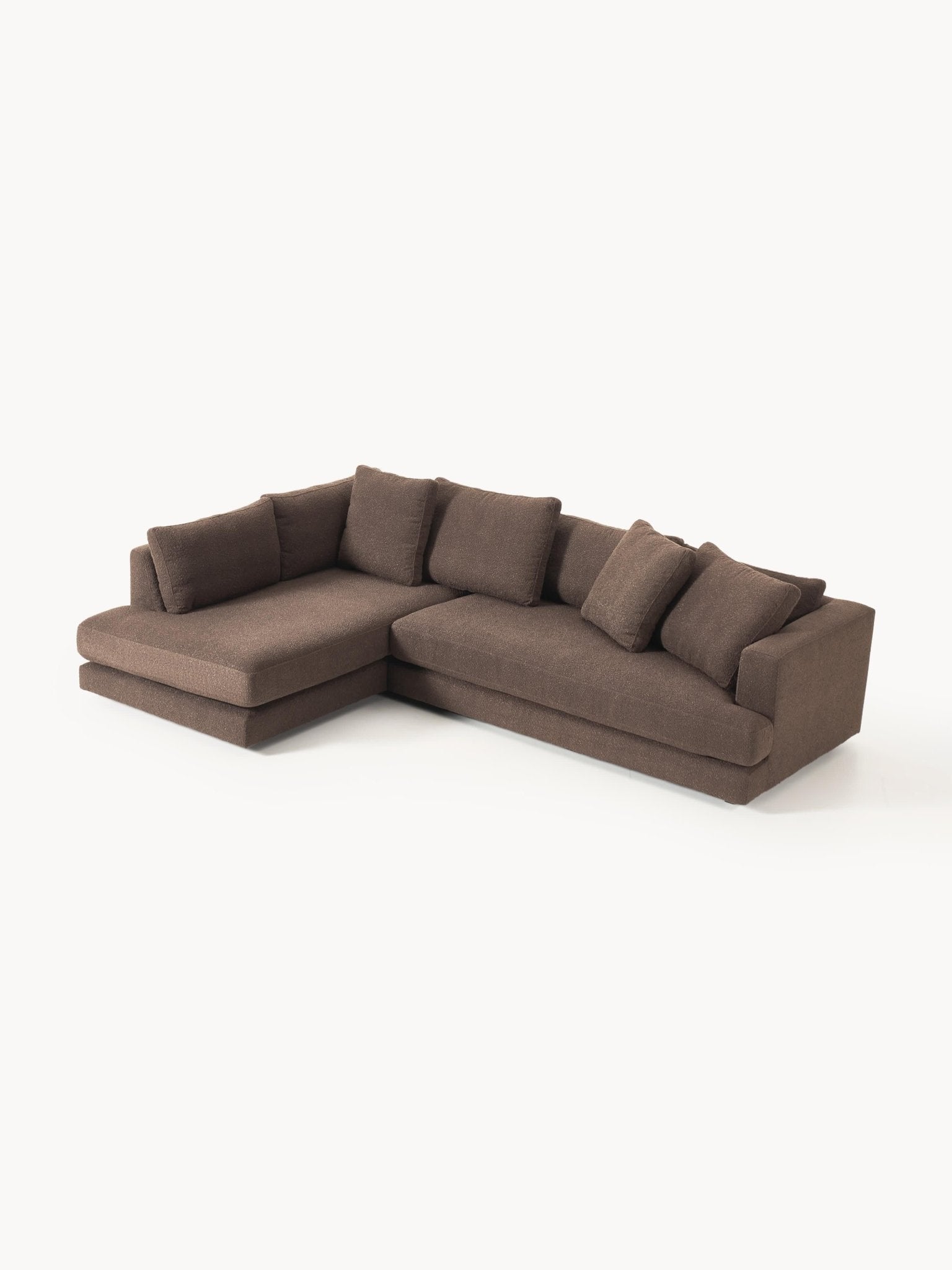 Tribeca Bouclé Köşe Koltuk Modern Tasarım Koyu Kahverengi 274cm - Velotti