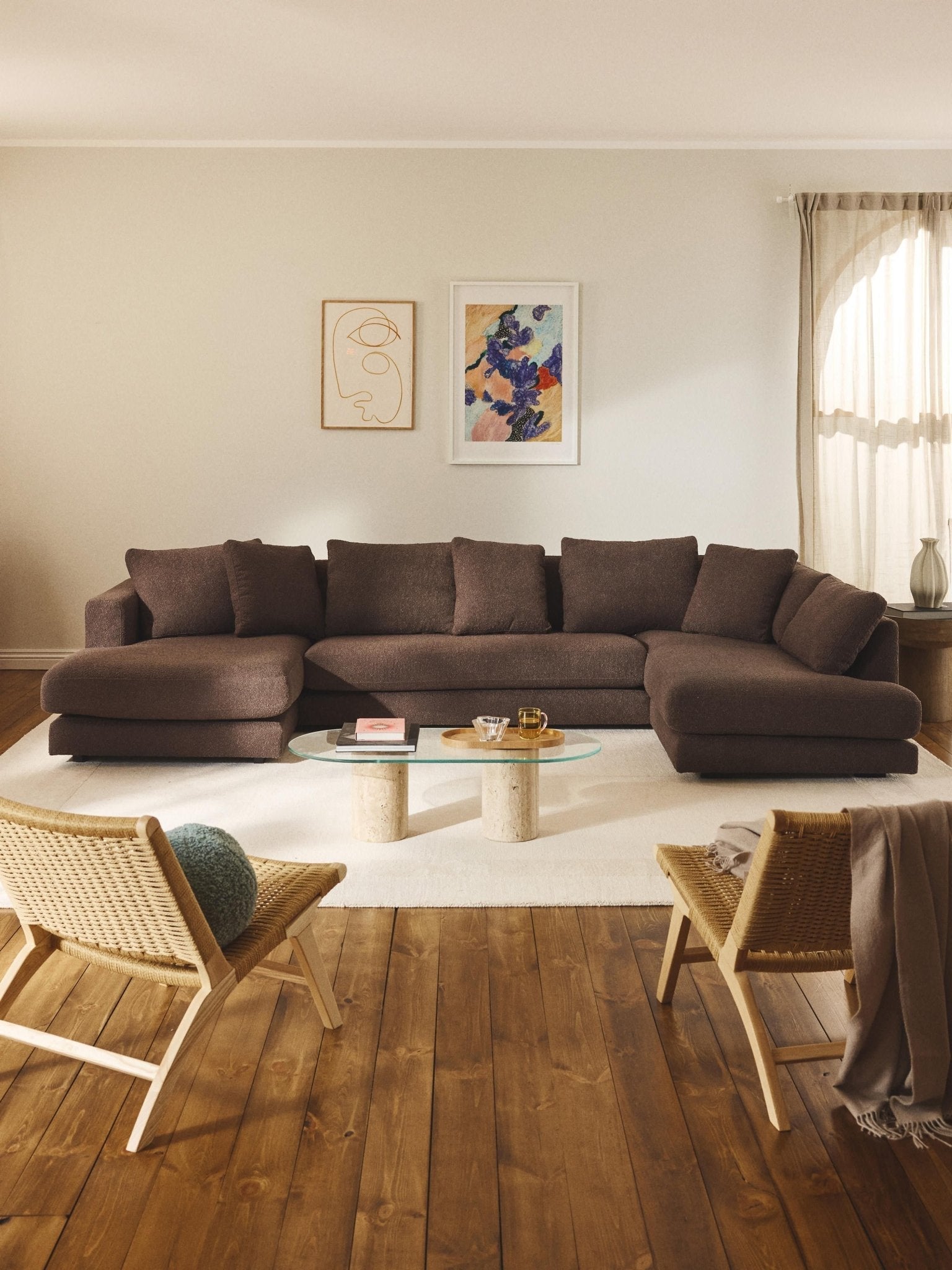 Tribeca Bouclé U-Tipi Koltuk 356cm Modern Lüks Salon Mobilyası - Velotti