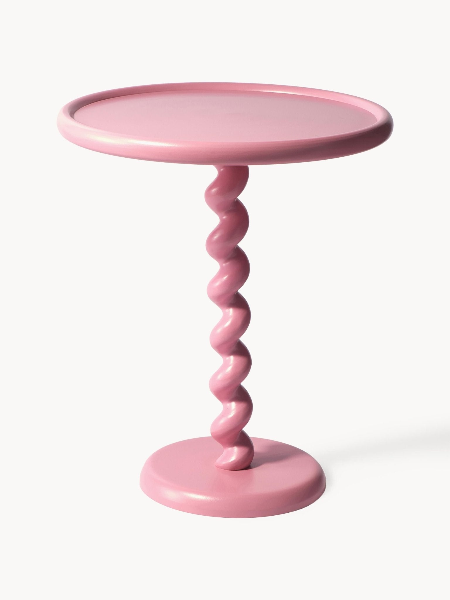 Twister Yuvarlak Yan Sehpa Toz Boyalı Alüminyum Pudra Pembe - Velotti