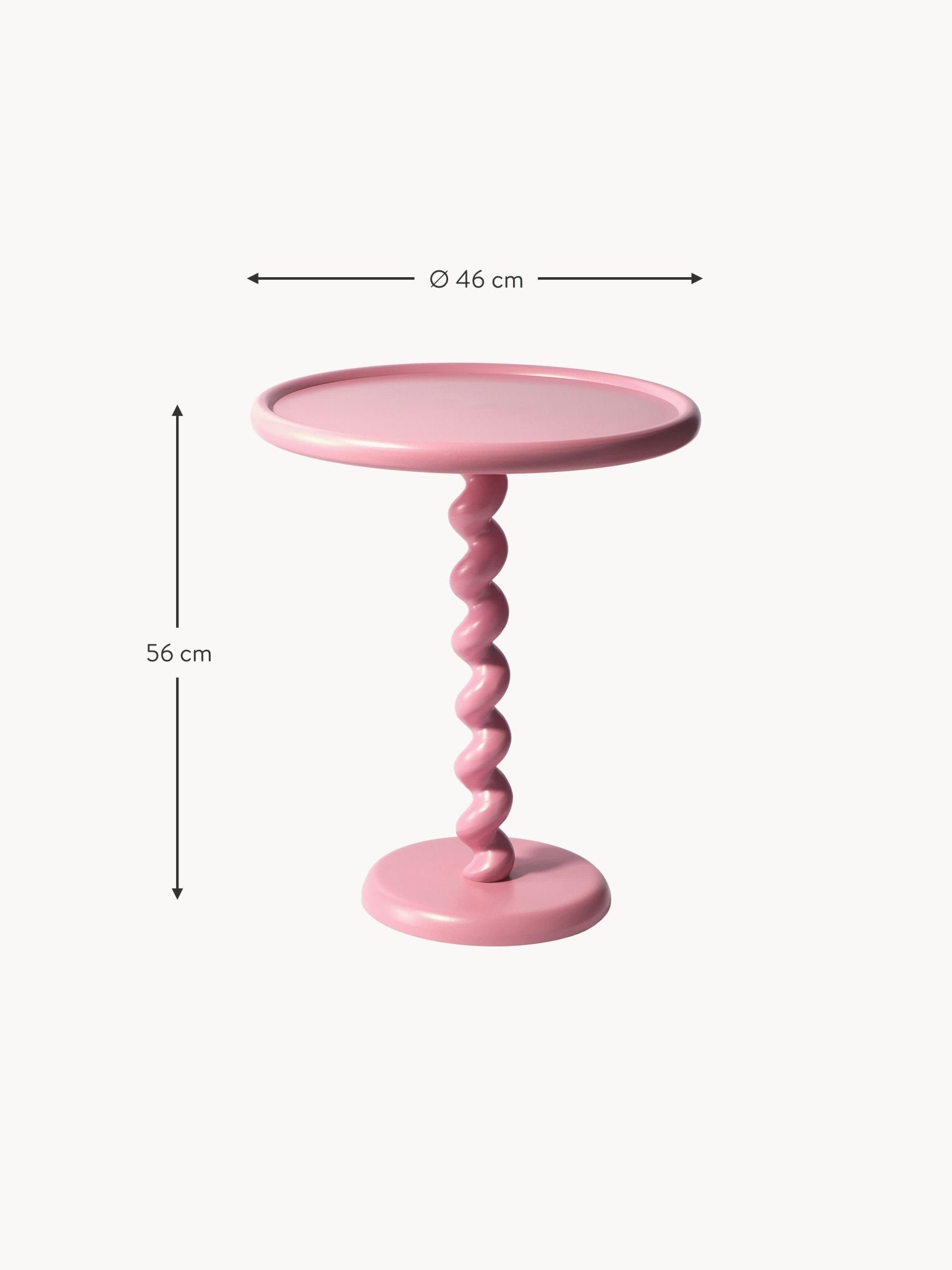 Twister Yuvarlak Yan Sehpa Toz Boyalı Alüminyum Pudra Pembe - Velotti