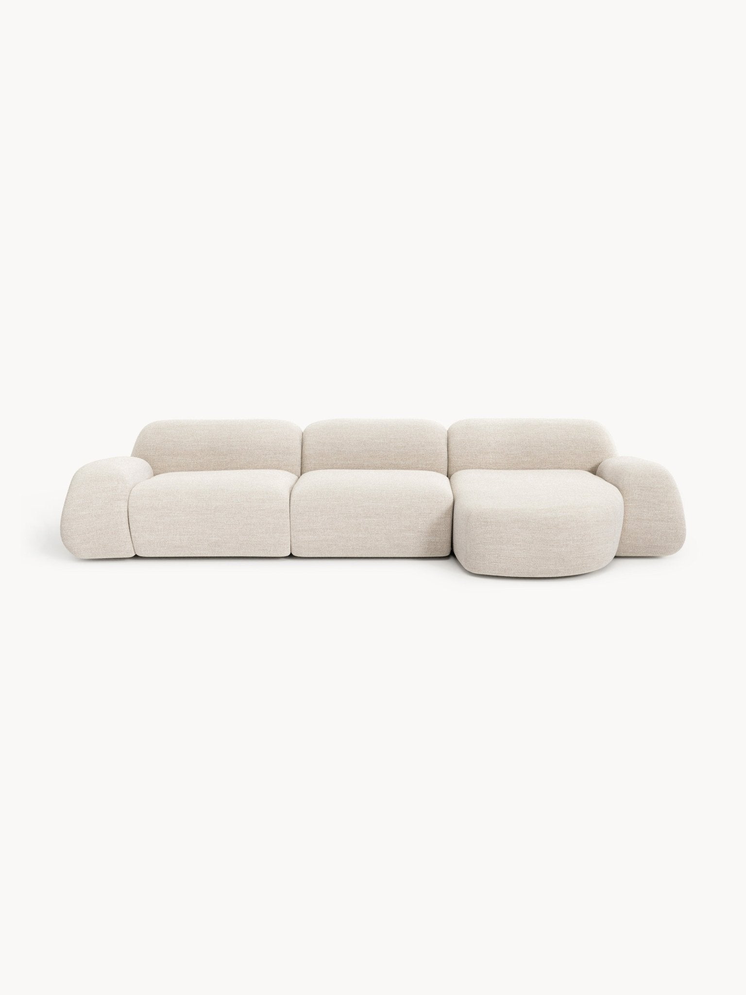 Velotti Wolke 4 Kişilik Modüler Köşe Koltuk Bouclé Kumaş Bej - Velotti