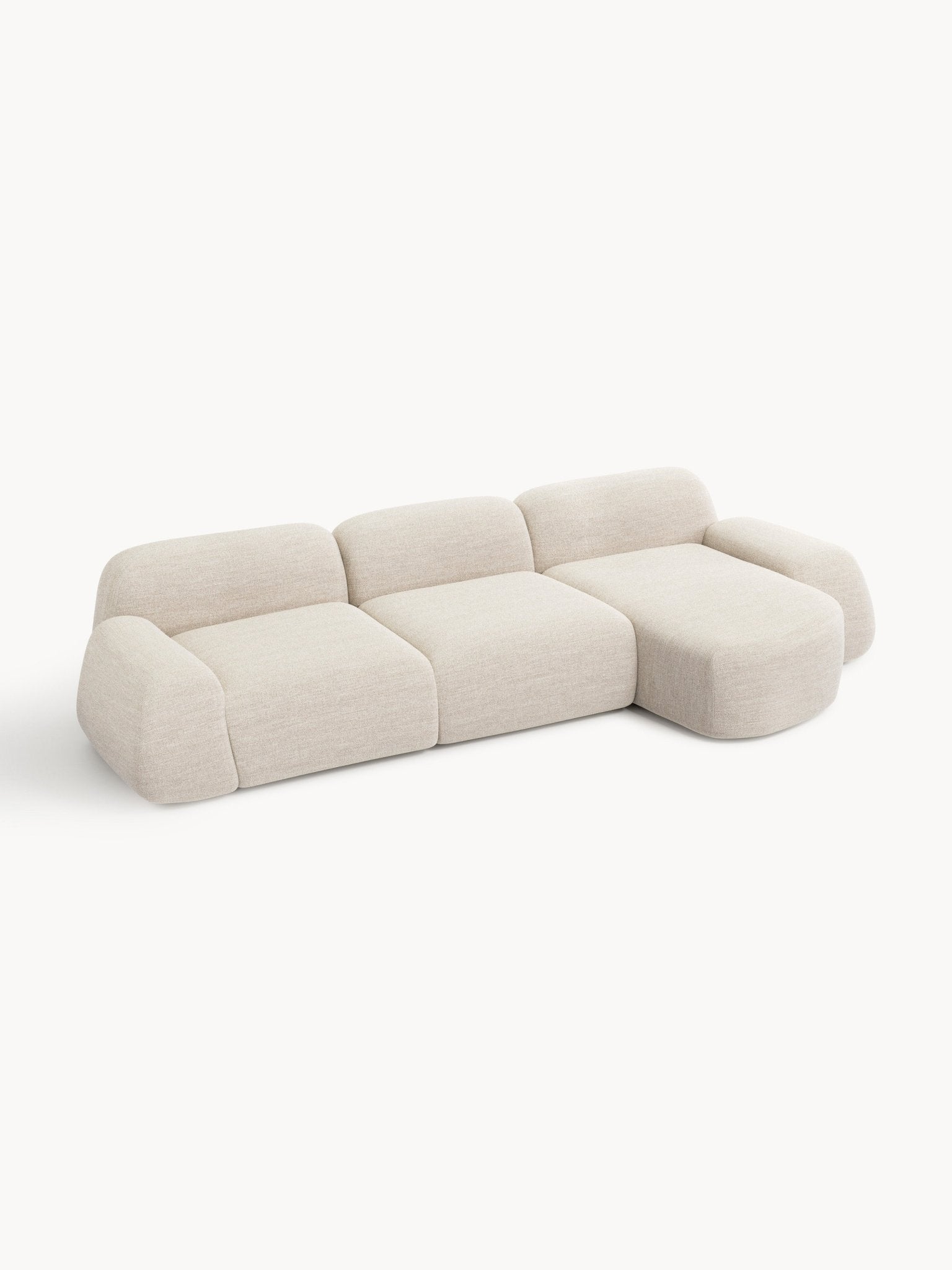 Velotti Wolke 4 Kişilik Modüler Köşe Koltuk Bouclé Kumaş Bej - Velotti