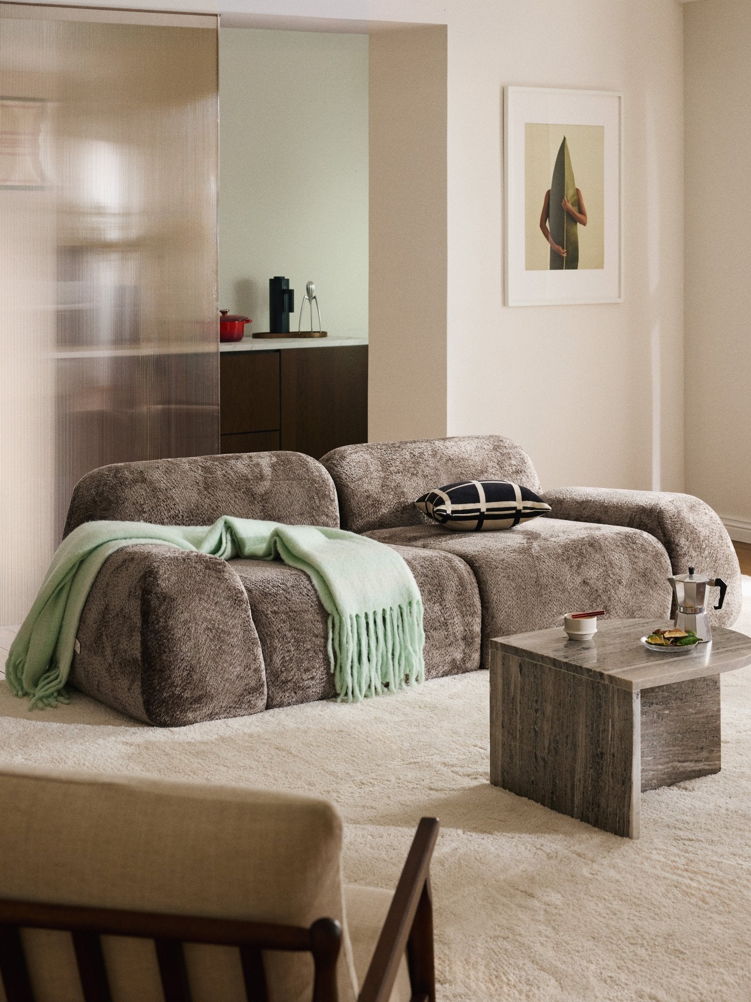Wolke 3-Kişilik Modüler Teddy Bouclé Koltuk Lüks Modern Tasarım - Velotti