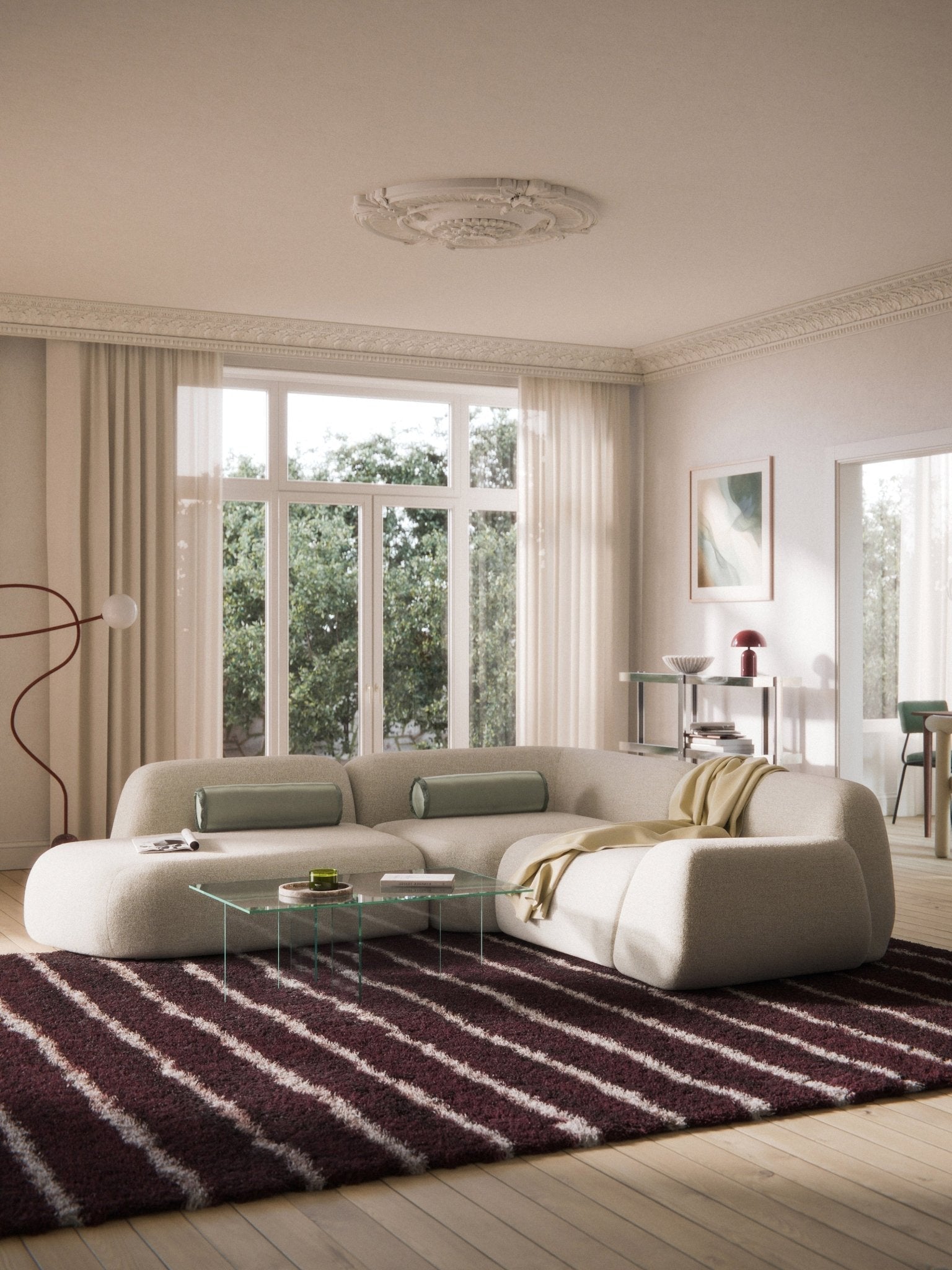 Wolke 4-Kişilik Modüler Bouclé Köşe Koltuk Chaise Longue - Velotti