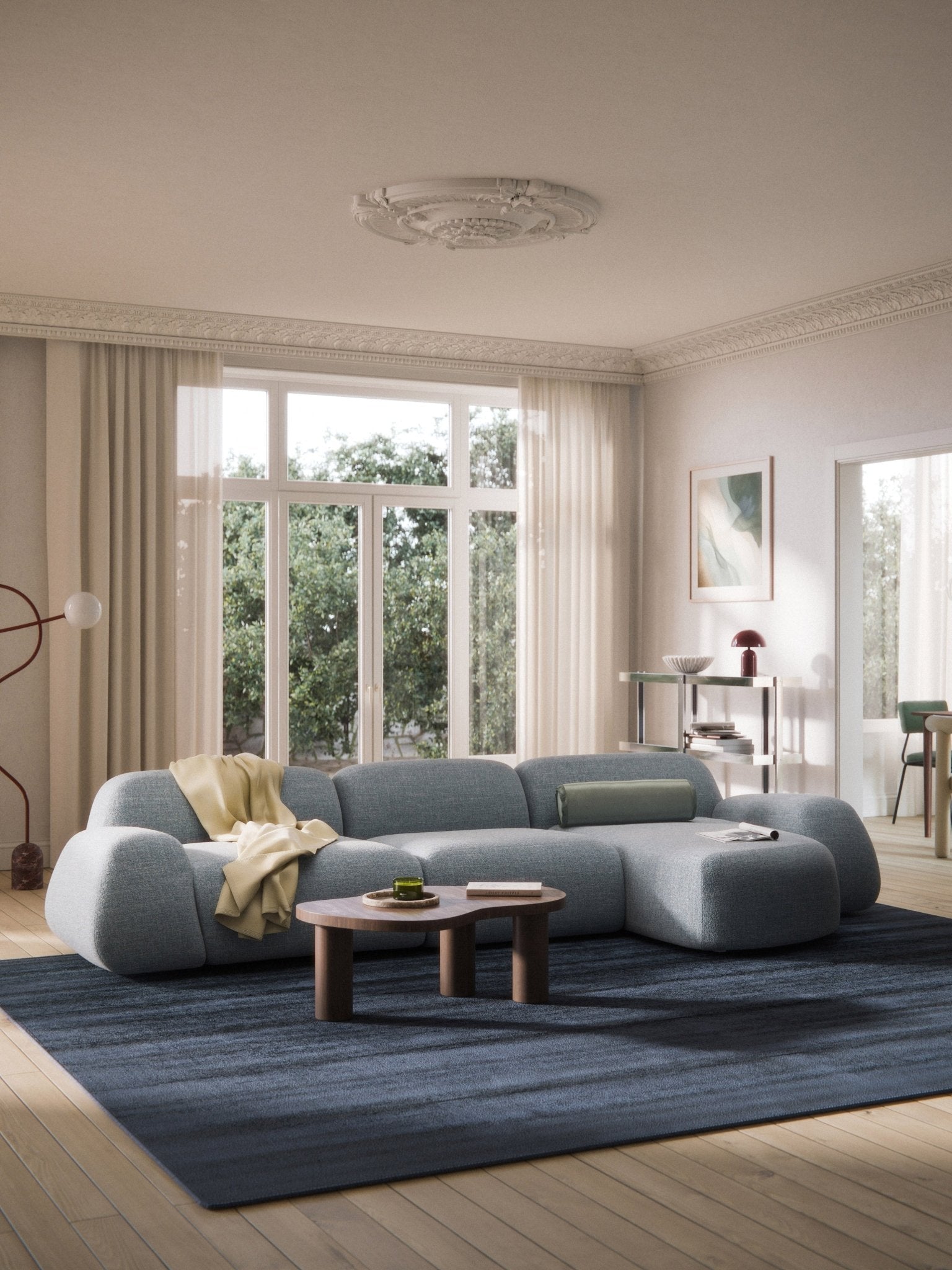 Wolke 4 Kişilik Modüler Bukle Köşe Koltuk Modern Tasarım - Velotti